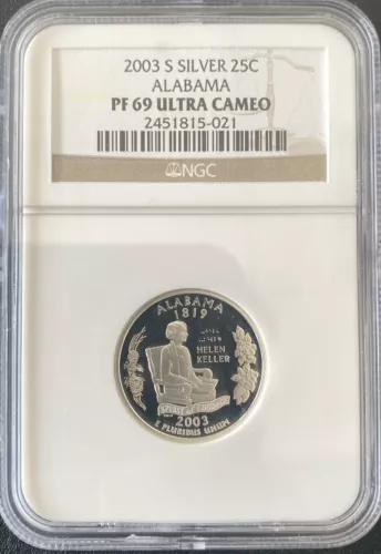 2003 S Silver 25c Alabama State Quarter NGC PF 69 Ultra Cameo