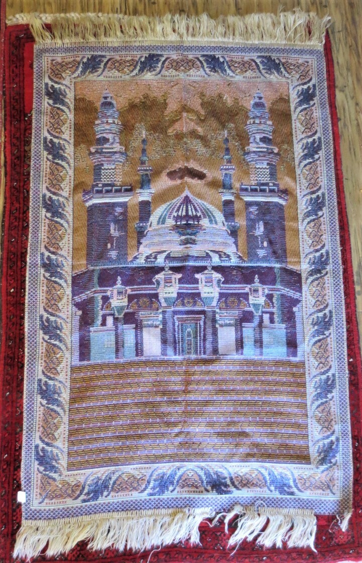Vintage Muslim Prayer Rug. Saudi Arabia, Mecca, Messy Fringe eBay
