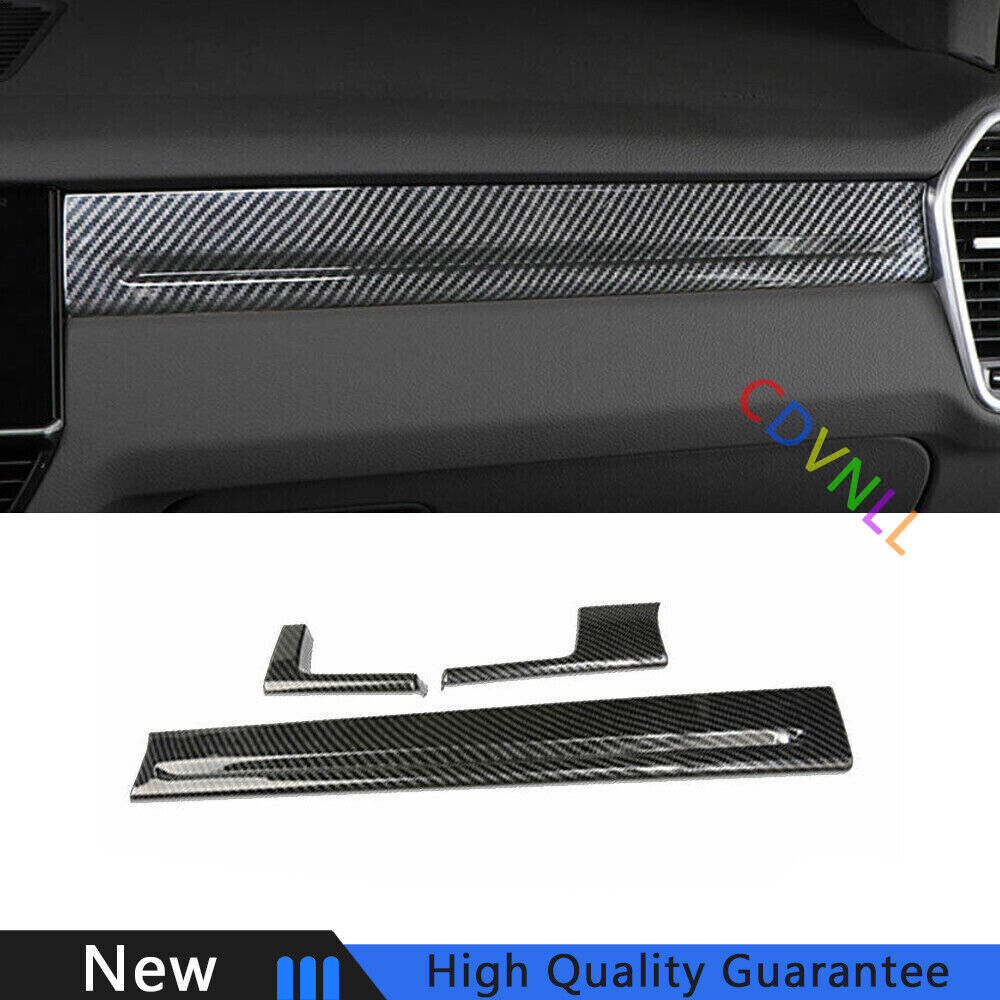 For Porsche Cayenne 2018-2022 Carbon Fiber Central Console Instrument Strip Trim
