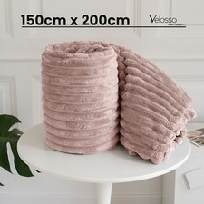 Image of Chunky Cord Blanket Faux Fur Super Soft Large Thermal Warm Cosy Blanket Throw
