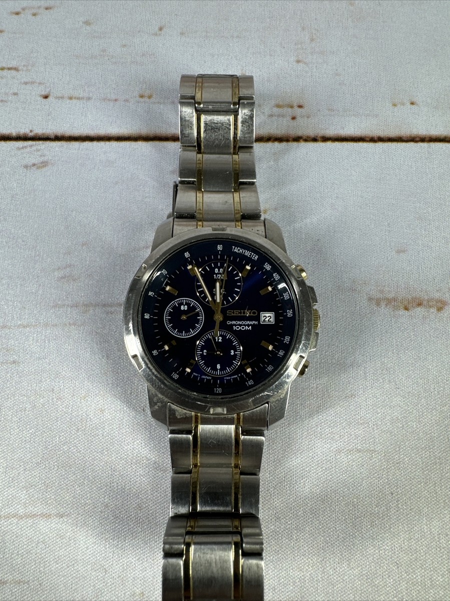 稼働 SEIKO セイコー 腕時計 クロノグラフ 7T92-0BF0 Men's CHRONOGRAPH Watch SEIKO 7T92-0BF0. Navy Dial Needs