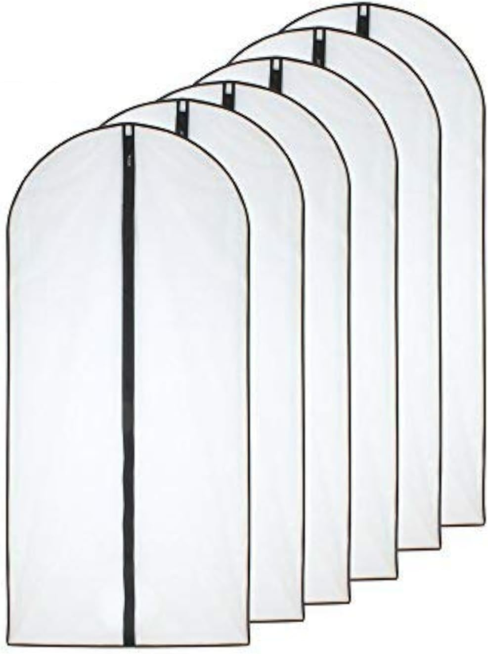 Set of 6 Zippered Plastic Garment Bags for Suits and Coats, 24