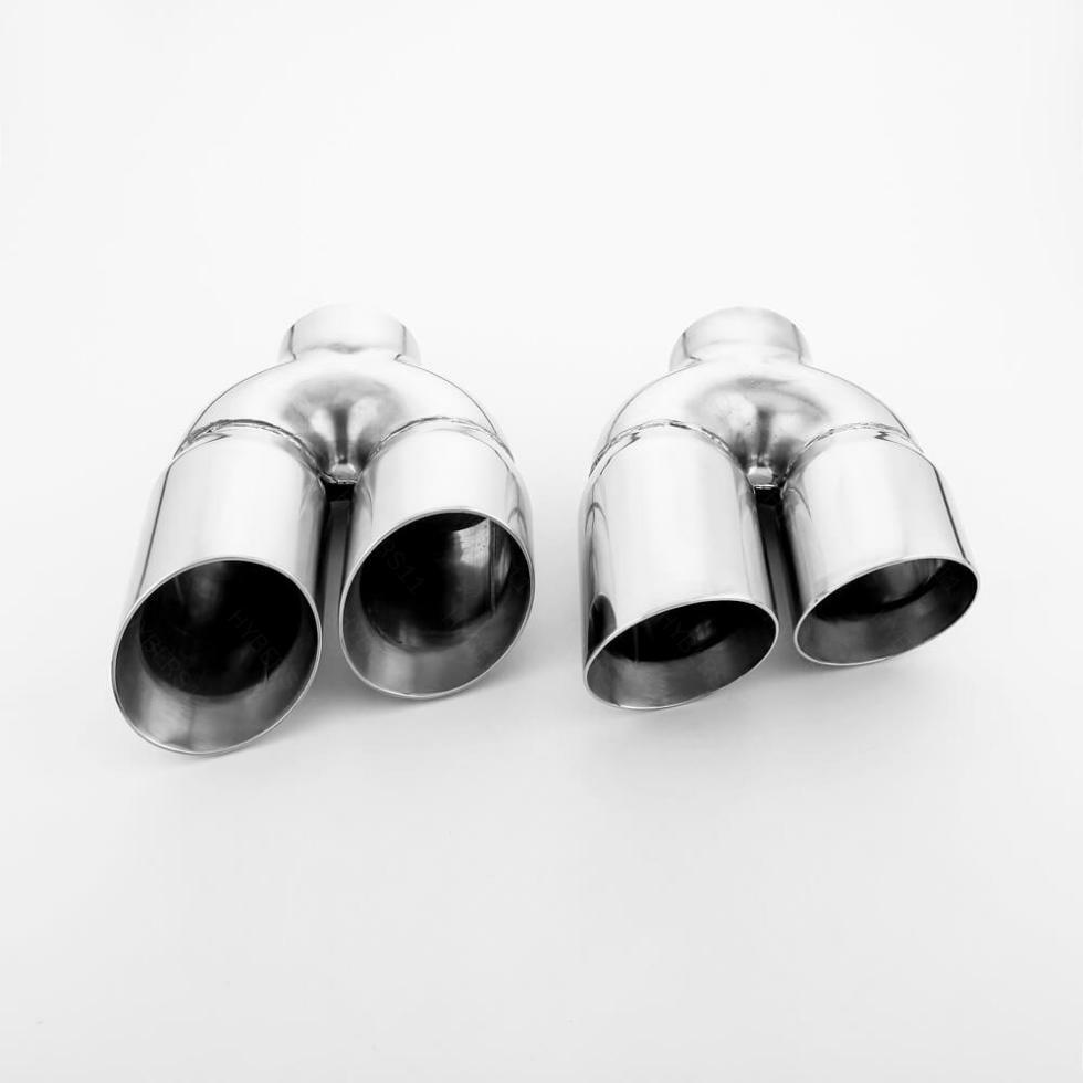 Pair Quad Staggered 3.5" Out 304 Stainless Steel Exhaust Tips 3" In