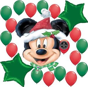 Details About Mickey Christmas Birthday Party Supplies Balloon Decoration Bundle