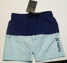 NEW Hurley elastic waist boys swim shorts trunk swimsuit 2T solid navy lt blue