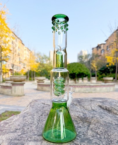 12" Glass Bong Tornado Percolator Thick Glass Water Pipe Turbine Hookah 14mm - Picture 7 of 7