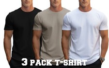 Image of Mens Short Sleeve T-Shirts 3PK Adults Plain Round Neck Summer Sports Cotton Top