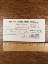 New Jersey State Hospital Greystone Warden Employment Voucher Circa 1909