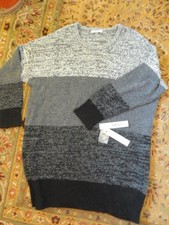 DKNY Boyfriend Sweater Grey Color Block Size XL Donna Karan NWT 99