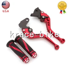 For Yamaha YFZ 450 2004 2005 2006 CNC Brake Clutch Levers Grips Red Short Handle