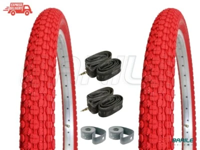 KENDA 2 Reifen + 2 Schlafzimmer + 2 Klappen 20 x 1,95 ROT Fahrrad Graziella - MTB - BMX