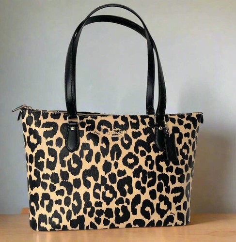 Coach Gallery Leopard Tote Bag CY347 Coated Canvas Schultertasche ORGPKG