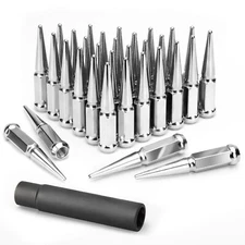 32PCS  Chrome Spike Lug Nuts 9/16'' + Key Fit Dodge RAM 1500 2500 3500 F250 F350