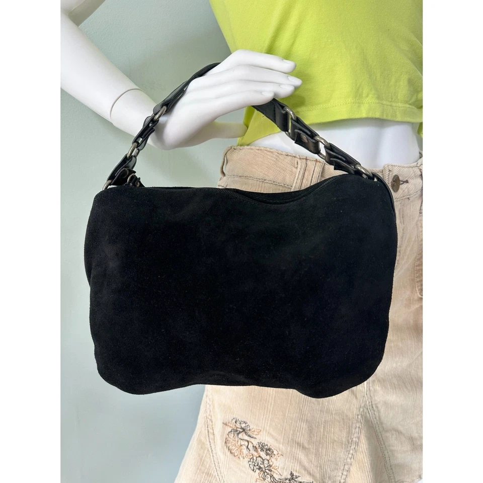 Isaac Mizrahi Vintage Y2k Black Suede Shoulder Bag with Chain Strap Purse - Image 2 of 4
