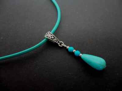 EIN TÜRKIS LEDERBAND 13 - 14 ZOLL COLLIER HALSKETTE. NEU.