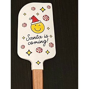 Williams Sonoma SPATULA Santa Is Coming Smiley Face Holiday Baking Mixing