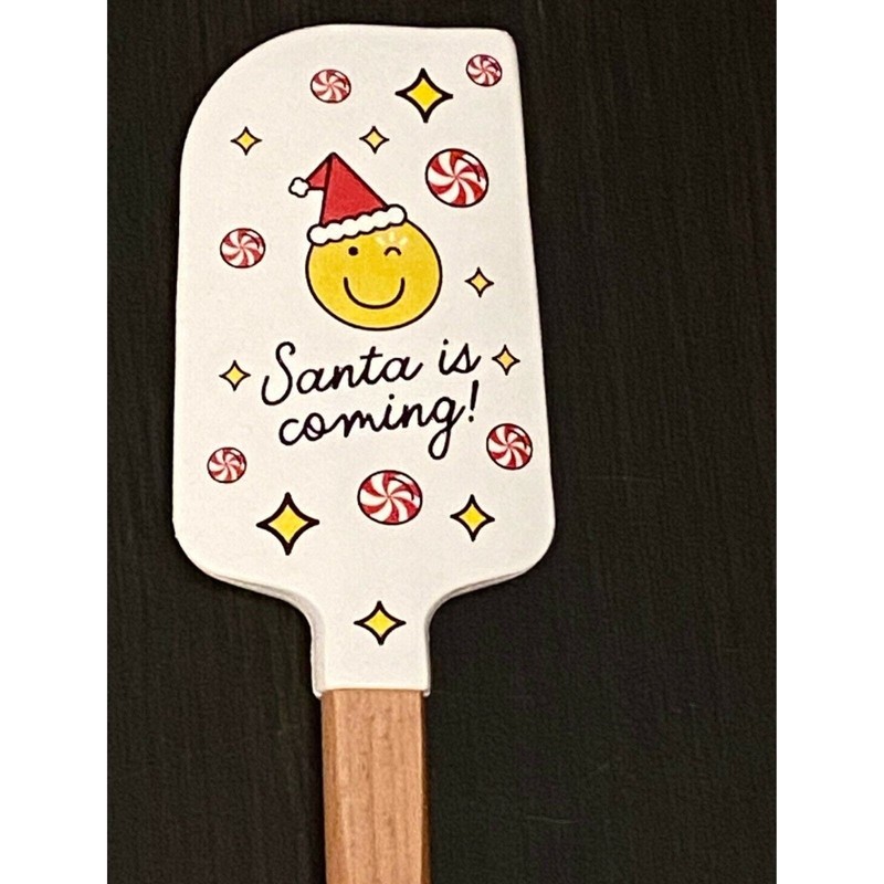 Williams Sonoma SPATULA Santa Is Coming Smiley Face Holiday Baking Mixing