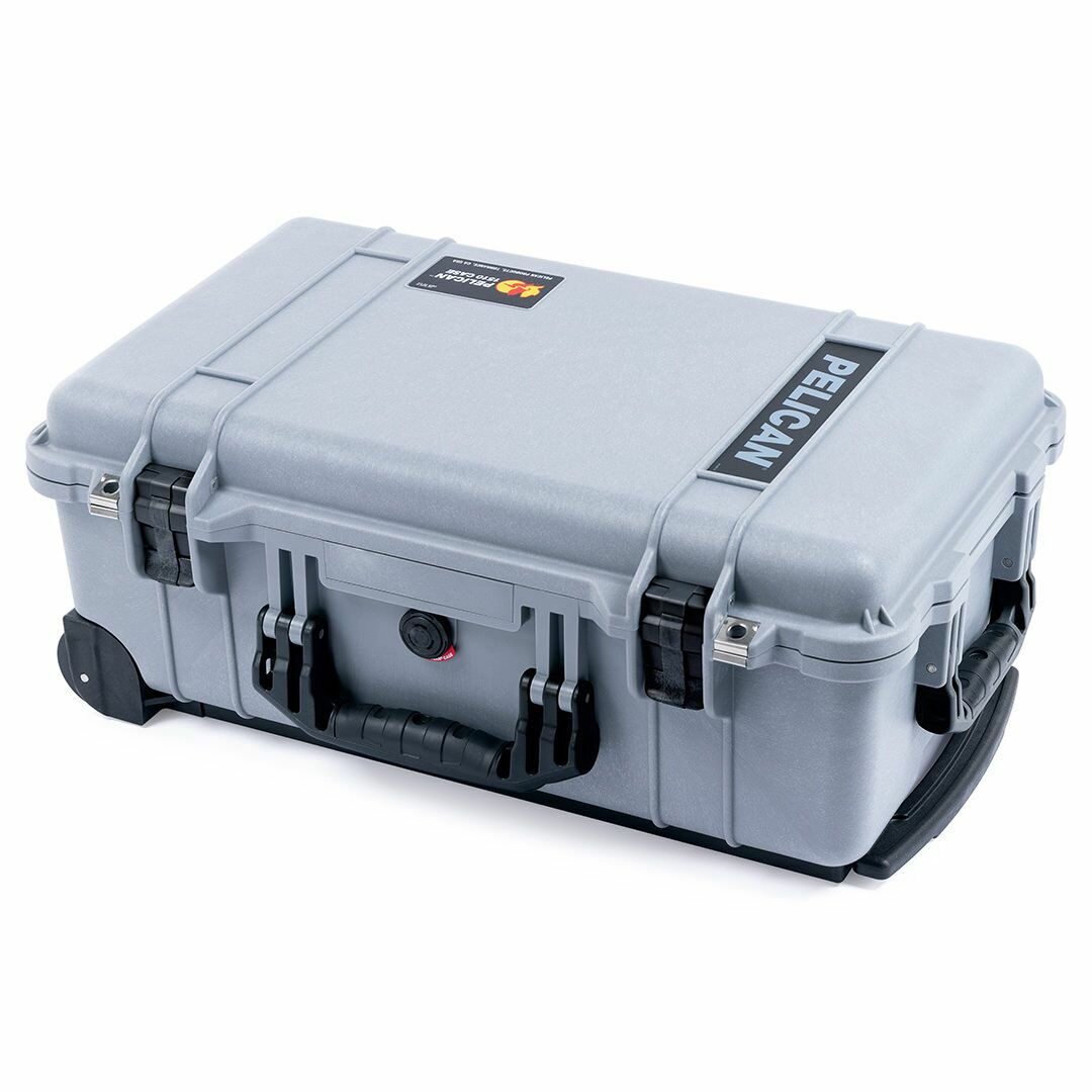 Silver & Black Pelican 1510 case with grey dividers & mesh lid