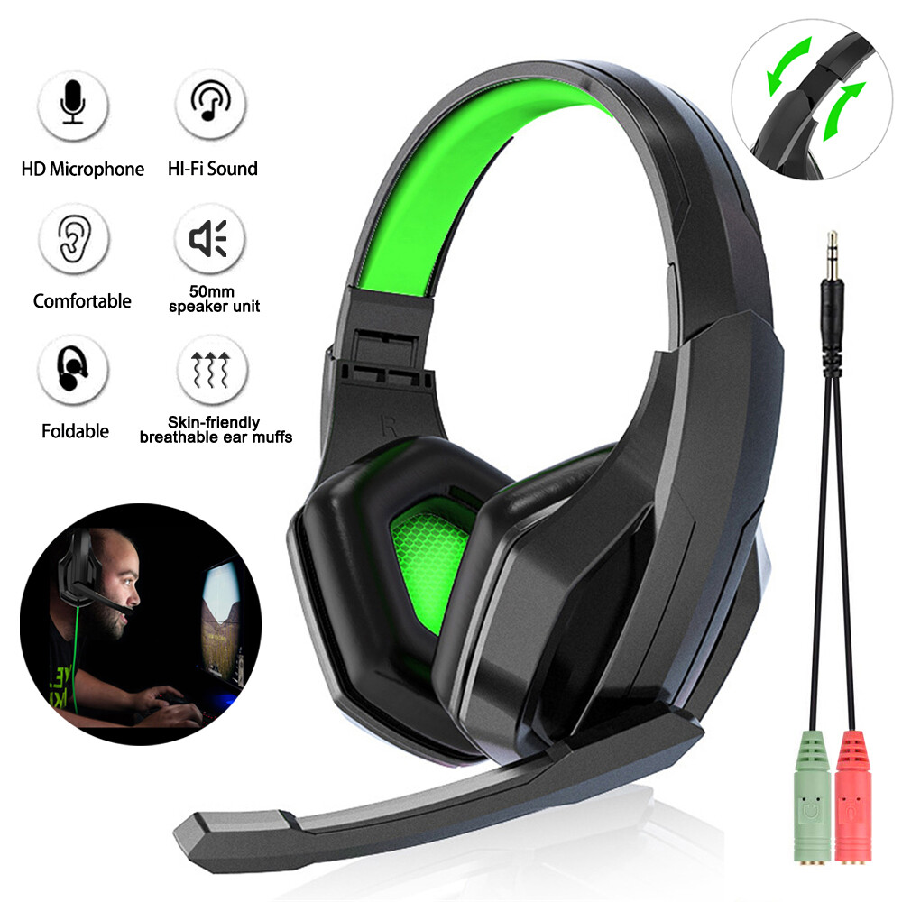 Gaming Headset Mic Headphones Stereo Bass Surround 3.5mm For PS5 PS4 PC Xbox One-image