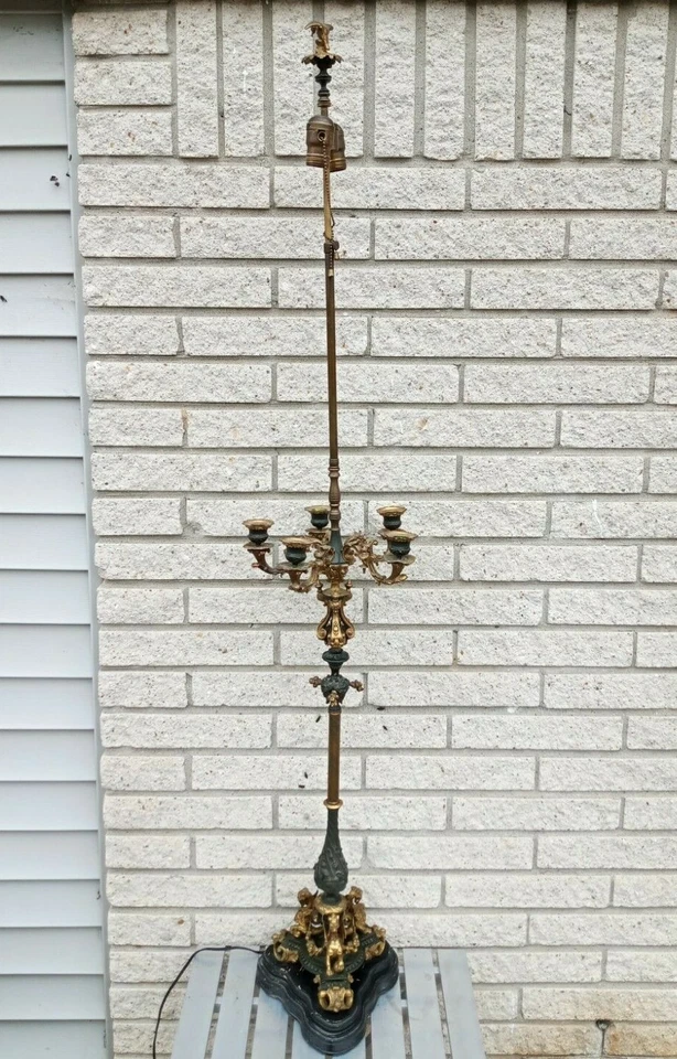 Antigua lámpara gótica renacentista E.F. Caldwell NY fundición fina Foto 4 de 4