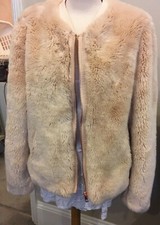 Gorgeous Pink Peach Faux Fur Zipped Jacket Size 18