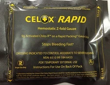 NEW Celox Rapid Z-Fold Gauze Stops Bleeding Fast IFAK EMT Bandage Military Army