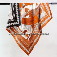 Sallys Heavy 18 Momme Twill Silk Wrap Scarf Aztec Print Double Face Shawl 35"