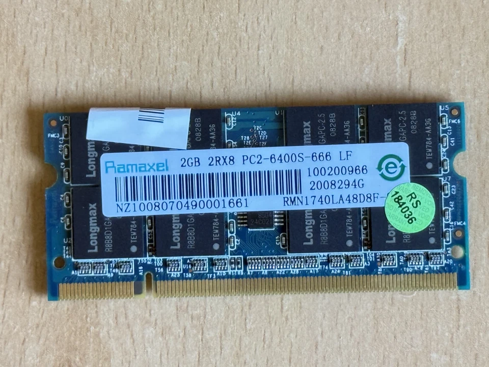 Ramaxel 4GB 2x2GB DDR2 PC2-6400S, 800MHz SO-DIMM Memory Module RMN1740EF48D8W - Image 2 of 4