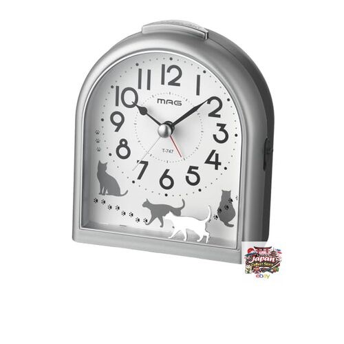 MAG Mug Alarm Clock Analog Cat Design Cute Kids' Quiet Continuous Second Hand