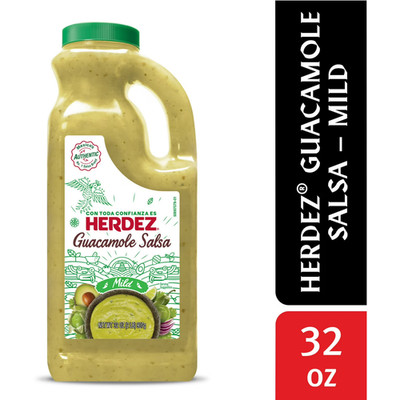 HERDEZ Guacamole Salsa Mild, Tortilla Chip Dip, Shelf Stable, 32 oz Large Jug