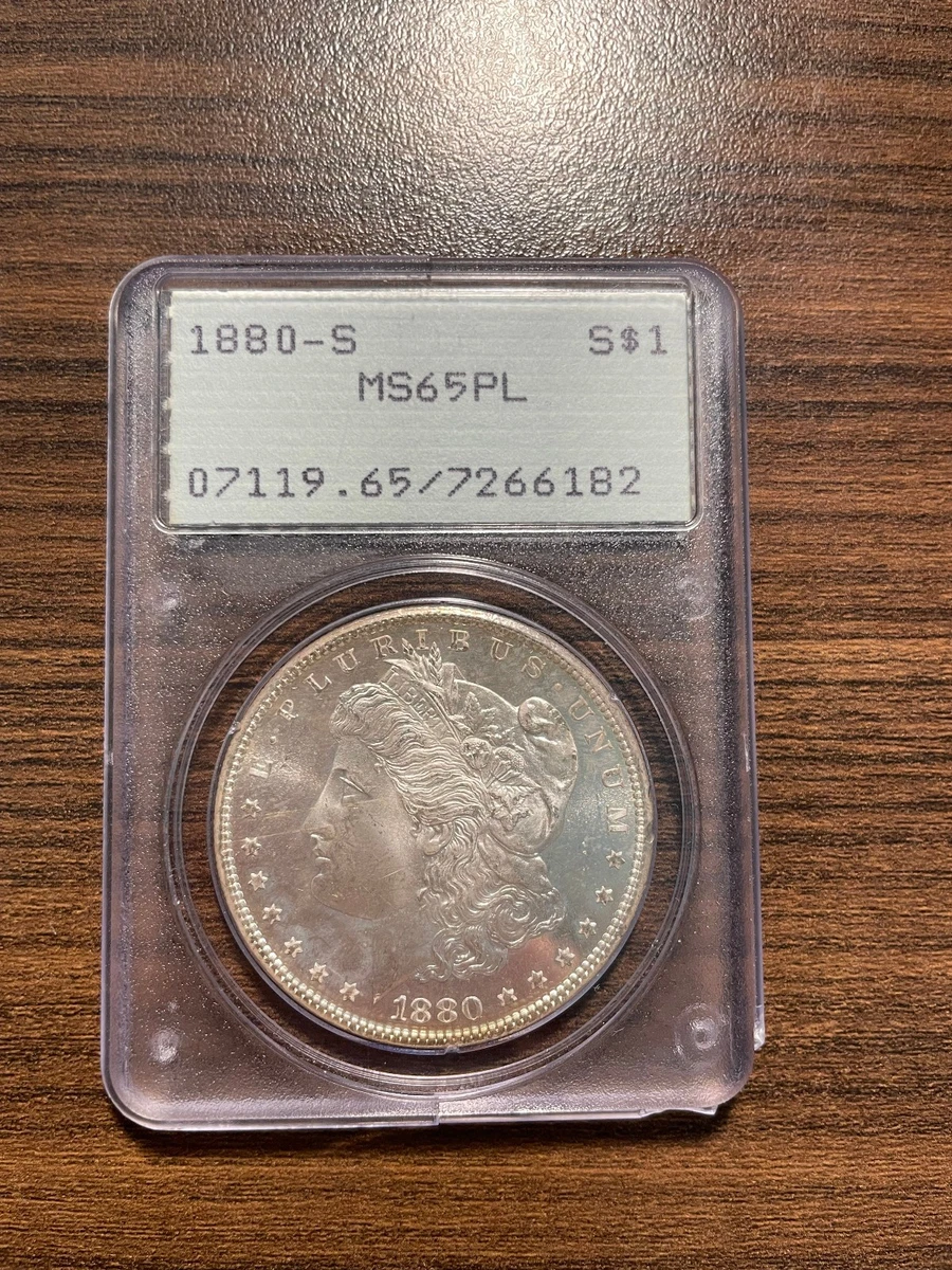 PCGS Certified MS 65 Graded 1880 Year Morgan US Dollars (1878-1921