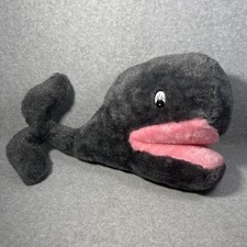 Haan Crafts Whale Plush 18" Stuffed Animal Handmade Vintage Gray Pink Sea Life
