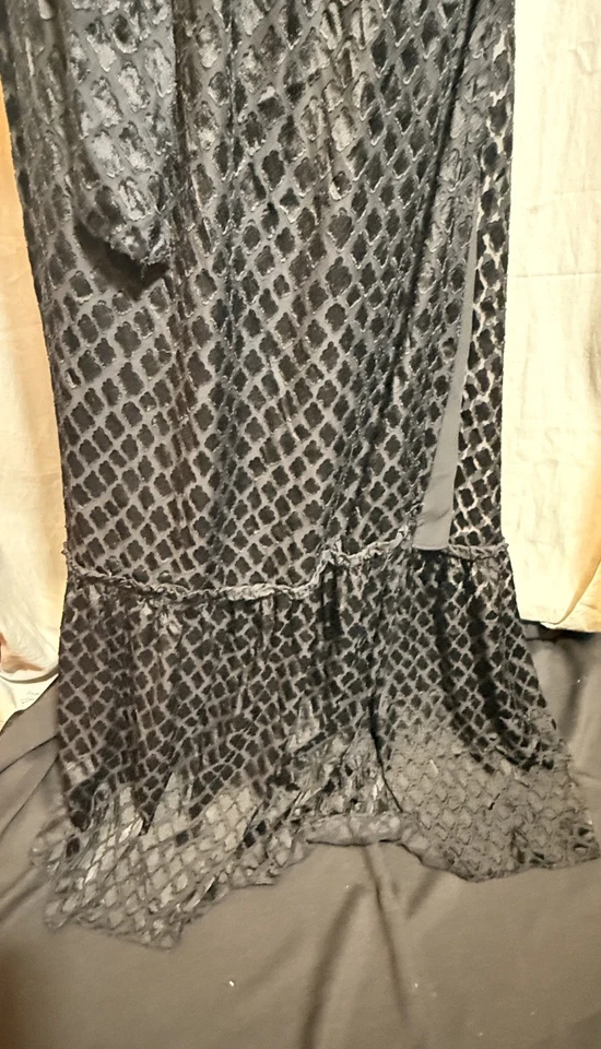 Diane Von Furstenberg Women's Burnout Satin Ruffle Long Wrap Dress Black Size M - Image 3 of 4