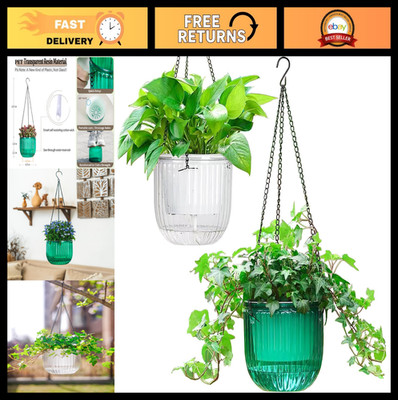 2 Pack Self-Watering Hanging Planters - 6.5'' Indoor/Outdoor Flower Pots, Drainag