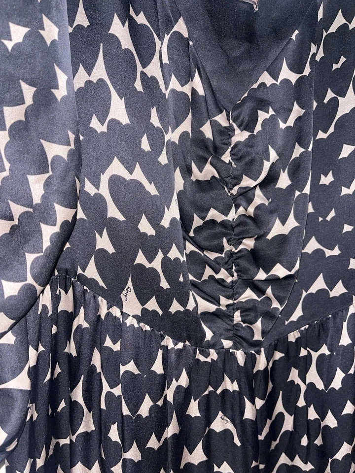 Juicy Couture платье 3/4 рукав колена длина оборки геометрический 100% шелк размер 8 - Изображение 3 из 4