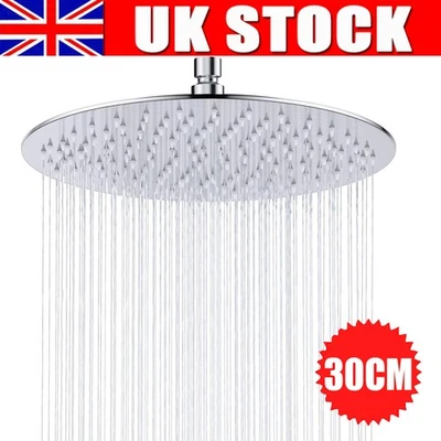 Fixed Round Shower Head 12-inch Replacement Overhead Rainfall Rain Shower Head