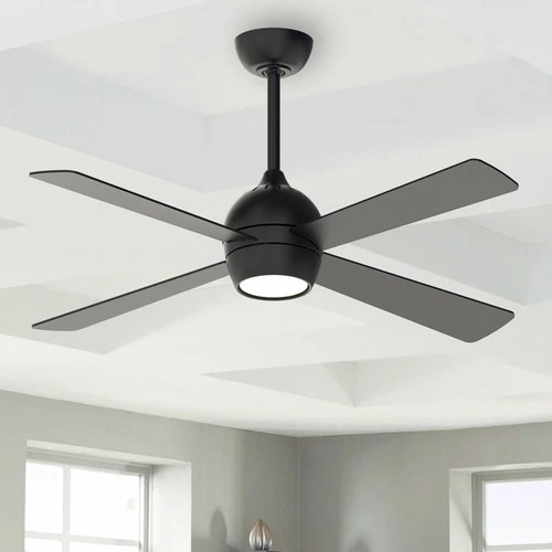 52" Fanimation Kwad Black Finish LED Ceiling Fan with Remote - Picture 1 of 9