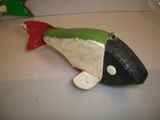 FISH DECOY WOOD SPEARING ICE FISHING LURE FOLK ART MINNESOTA CARVER SUNFISH 7"
