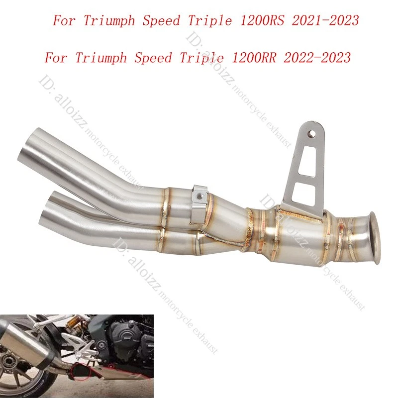 Tubo medio de escape deslizable para Triumph Speed Triple 1200RS 1200RR 2025 2024 2023 Foto 3 de 4