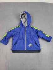 Oshkosh Reversible Jacket Baby 12M Blue Hoodie Lightweight Fleece Full Zip