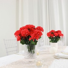 24 Red bushes Silk CHRYSANTHEMUMS Ball Wedding Flowers Bouquets Decorations SALE