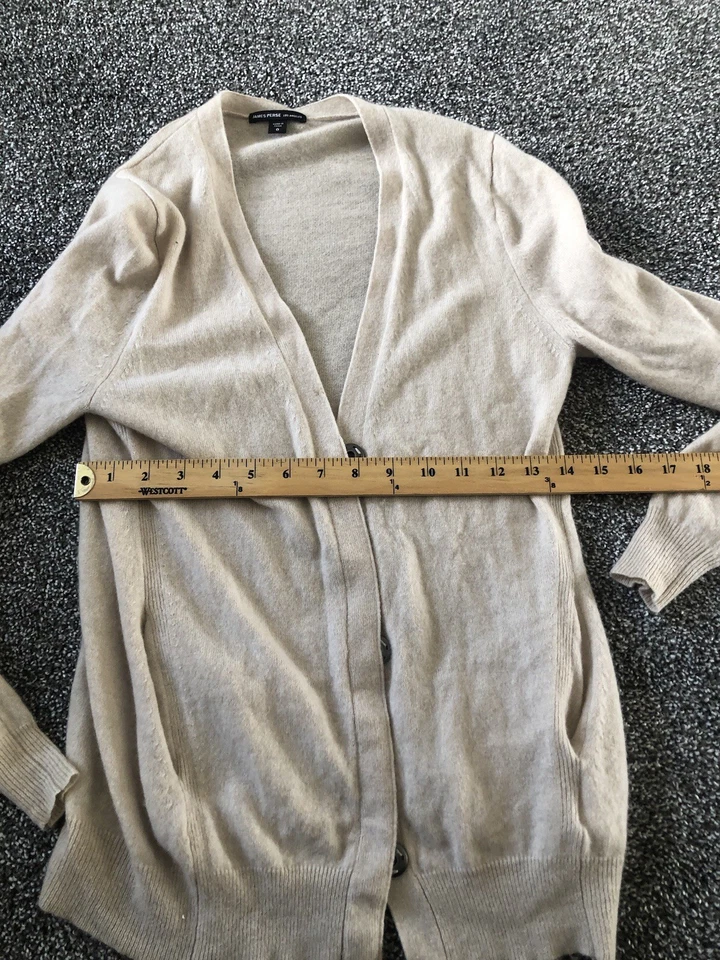 Cárdigan Suéter James Perse Cachemir Mujer Talla 0 A Presión Preppy Beige D Foto 3 de 4