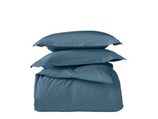 Coyuchi Classic Organic Sateen Duvet Cover Set, 100 Full/Queen, Cerulean