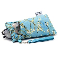 Face Shadow Double Glasses Case Soft Eyeglass For Medium, Apricot Flower