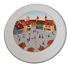 Villeroy & Boch Design Naif Laplau Village Life Cake Serving Platter Plate 12"