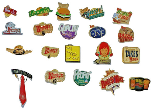 Wendy's Restaurant Lot of 20 Lapel Pins (No Duplicates)