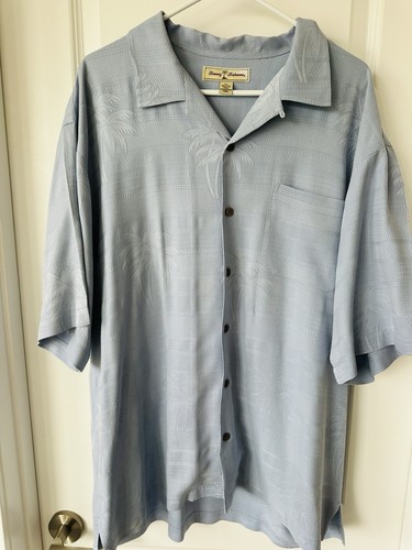 Camicia Tommy Bahama uomo seta palme bottoni campeggio Aloha XL