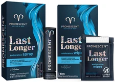 Promescent Men’s Delay Spray (2.6ml)  & Delay Wipes Last Longer in Bed Bundle