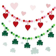 2 pcs Valentine's Day St Patrick's Day Decorations 3D Felt Heart/Shamrock