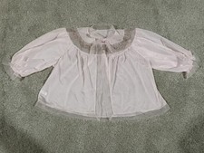 VTG Van Raalte Myth Bed Jacket Sz Small Nylon Pink Pj Top W/ Embroidery Tie